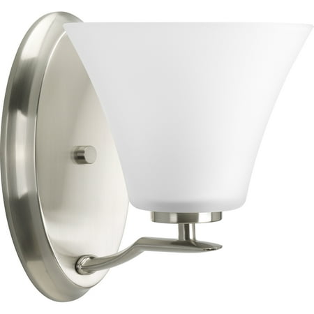 

Bravo Collection One-Light Brushed Nickel Etched Glass Modern Bath Vanity Light