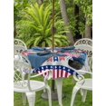 thumbnail image 3 of Outdoor Tablecloth with Umbrella Hole for Patio/Picnic/Party/Camping, 4th of July Waterproof Table Cloth Round Cover Washable, USA Blue Red Gnomes Independence Day (Dia 60"), 3 of 9