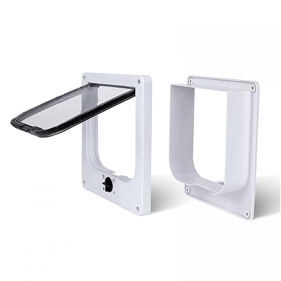ZULAR Extra Large Cat Door (Outer Size 11.6"X 9.8"),Rotary 4 Way Locking Cat Door for Interior Exterior Doors,Weatherproof Pet Door for Cat&Doggie with Circumference < 24.8"