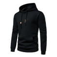 thumbnail image 2 of Momasggi Men’s Hoodies Long Sleeve Pullover Tops Waffle Hoodie Casual Drawstring Hooded Sweatshirt Solid Color Outdoor Hoodies with Pockets Black M, 2 of 9