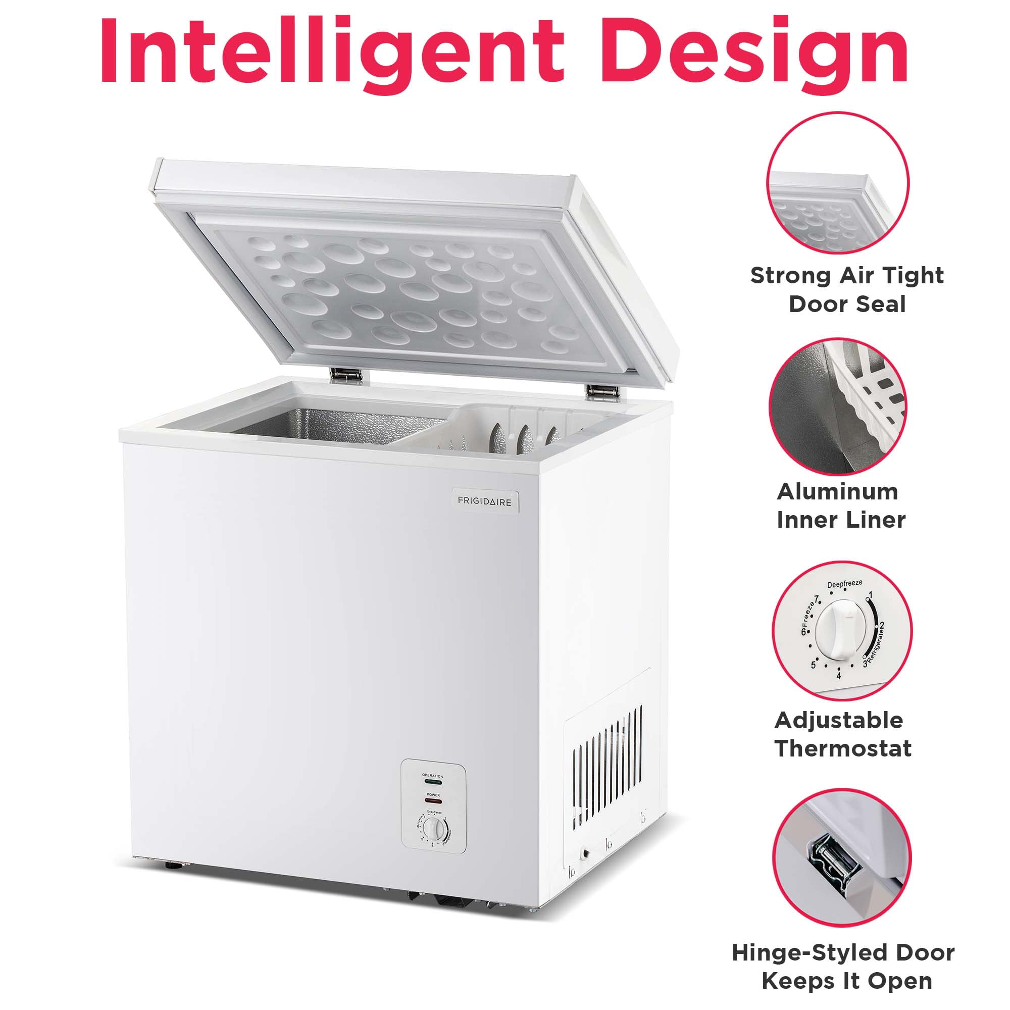 Frigidaire 2.1 Cu. ft. Garage Ready Chest Freezer, Compact Deep Freezer in White