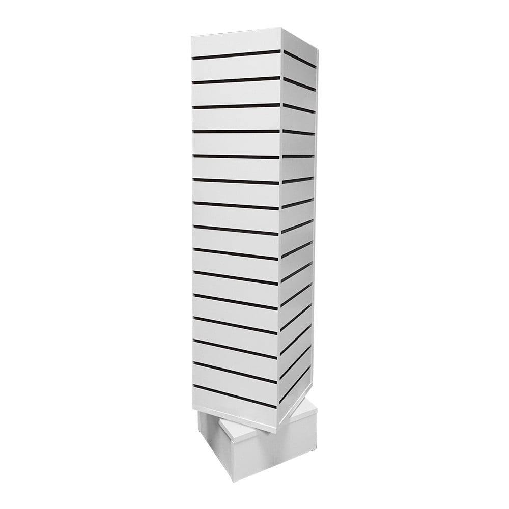 4 Sided Revolving Slatwall Floor Display Stand WHITE 12'' x 12'' x 54