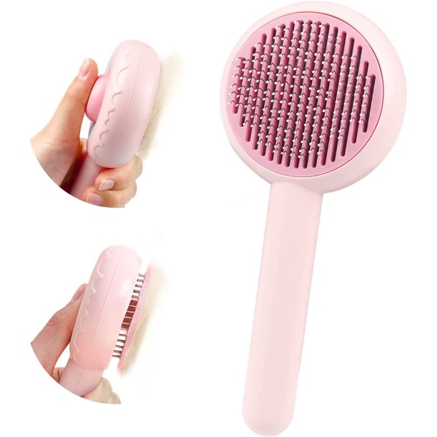 Cepillo para gatos de pelo corto y largo - Cepillo autolimpiante para perros para eliminar el pelo suelto y los nudos, cepillo para gatos con forma de rosquilla para el aseo de mascotas.