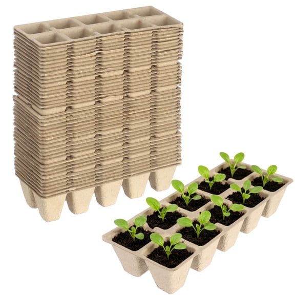 30 Pack 10‑Cell Biodegradable Seed Starting Trays – Pulp Germination Trays for Seedlings, 10.2" x 4.3" x 2.0" Garden Starter Kit, Plant Propagation & Easy Transplanting