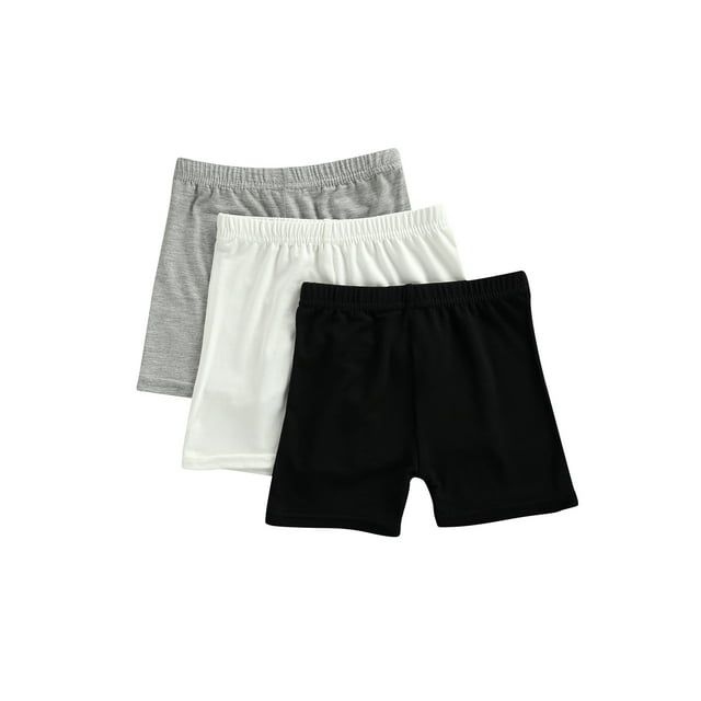 Xingqing 3Pcs Pack Kids Toddler Baby Girls Summer Safety Pant Children Anti-Emptied Stretch Mid-Rise Solid Short Pants