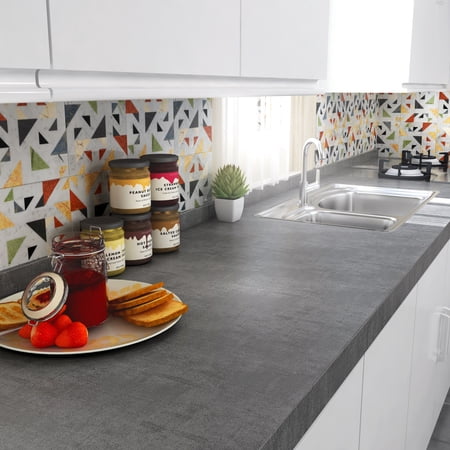 Yenhome Grey Concrete Contact Paper 17.7"x 200" Kitchen Countertop Paper Peel and Stick Wallpaper Distredded Concrete Cement Textured Farmhouse Wallpaper for Bathroom Kitchen Counter Floors