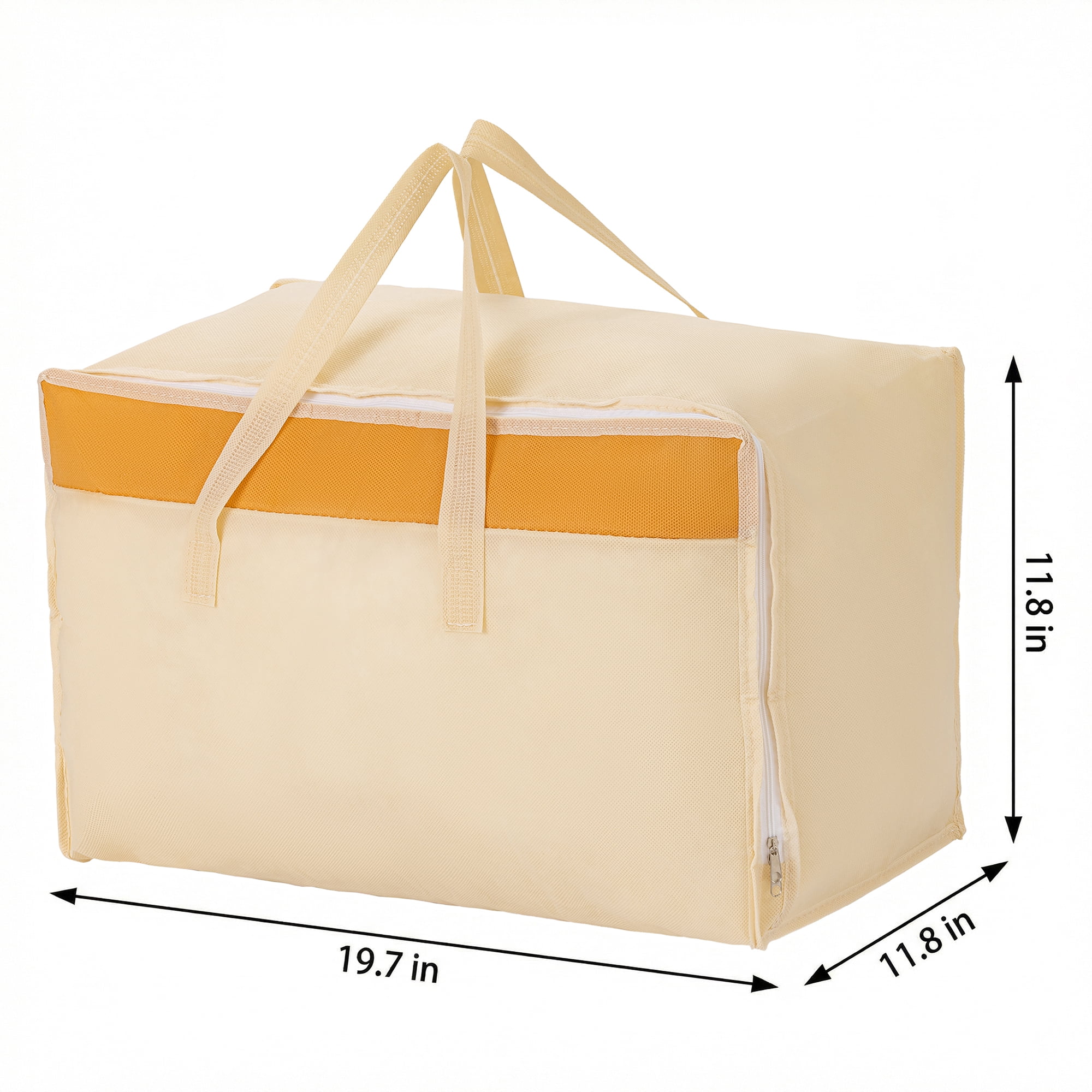 Unique Bargains Foldable Storage Bags for Taking in Clothes Beige 19.7"x11.8"x9.8"