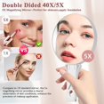 thumbnail image 3 of Magnifying Mirror 40X/5X Double Sided Hand Mirror, Precision Makeup at 40X Magnification & Overall View at 5X，Travel Handheld Magnified Makeup Mirror with Handle & Table Stand, Vanity Cosmetic Mirror, 3 of 8