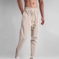 thumbnail image 2 of Dagugfen Sweatpants for Men Drawstring Elastic Waist Side Zipper Comfy Workout Sports Pants Solid Color, 2 of 6
