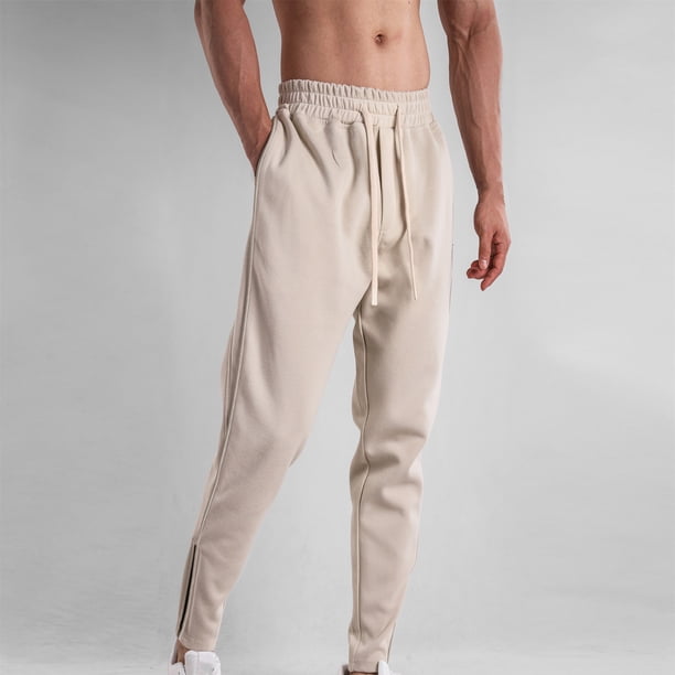 Pantalones largos para hombre, pantalones casuales de moda con cordones, pantalones elásticos con cierre de cremallera en el pie, pantalones deportivos para hombre.