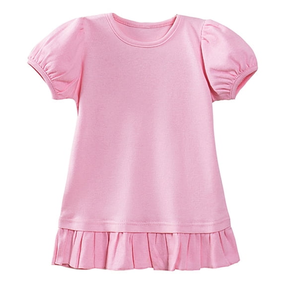 CMSHTD Shirts for Girls Short Sleeve Summer, Toddler Girls Children T-Shirts Crew neck Tees Tops, Pink 5-6 Years