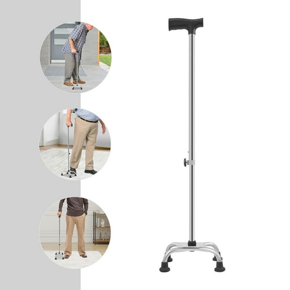 Adjustable 4-Legged Walking Stick | Lightweight, Durable, and Stable Support for Elderly & Mobility-Impaired | Height Adjustable, Compact, Easy-to-Use