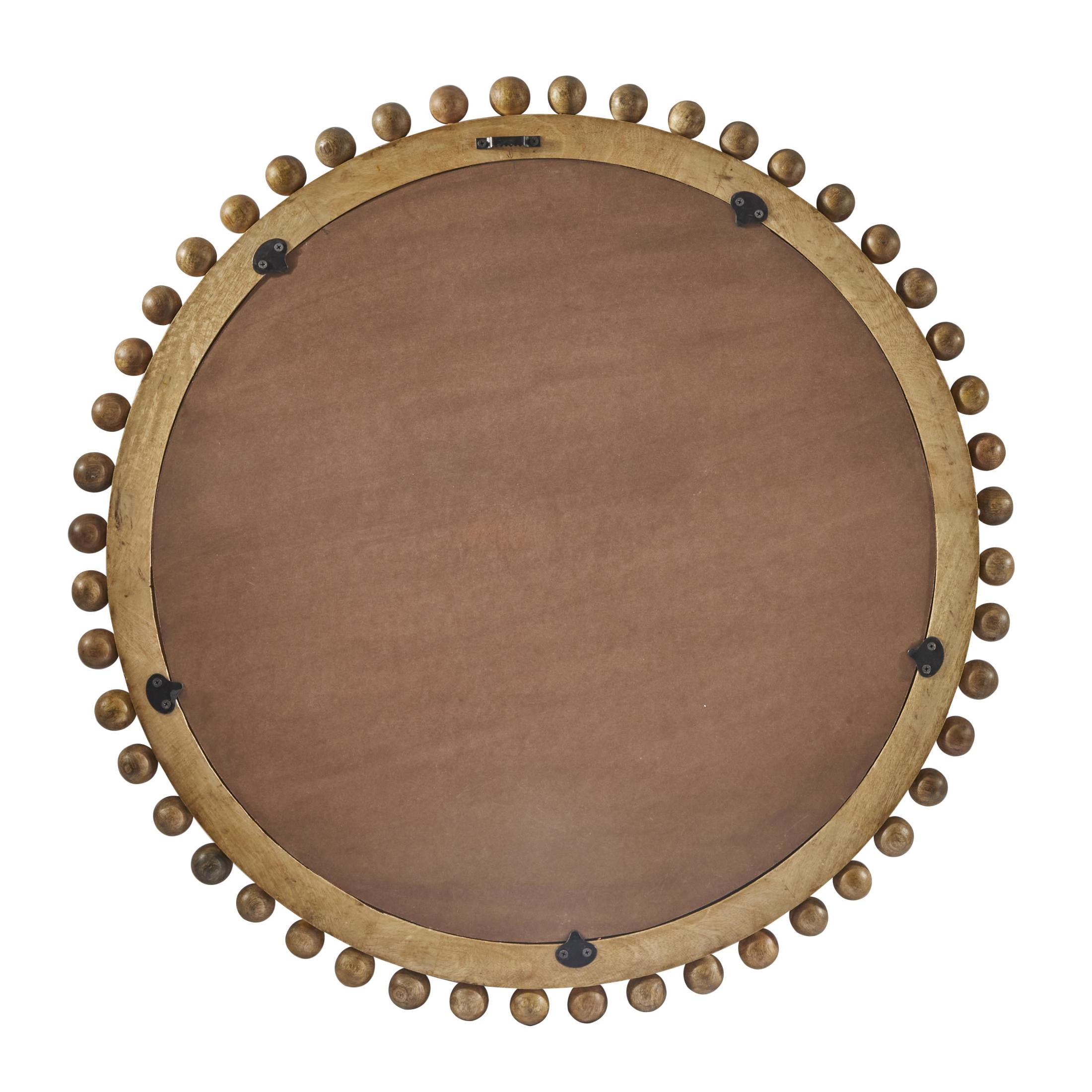 DecMode 35" x 35" Gold Wall Mirror with Beaded Detailing