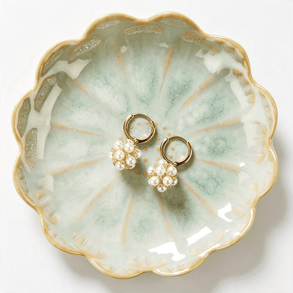 HIBIBUD Lotus Ring Holder Dish Small Indoor Ash Tray,Ceramic Dessert Plate Trinket Jewelry Holder Organizing Necklace Earrings for Parents,All Jewelries Are Not Included.