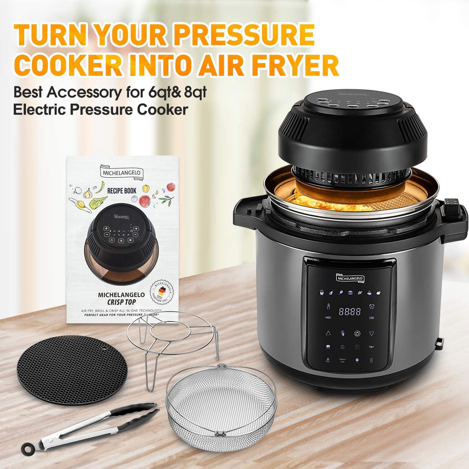 MASCARRY Air Fryer Lid for Instant Pot, 8 In 1 Instant Pot Air