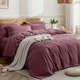 thumbnail image 3 of Cotton Duvet Cover Queen Size Pinstriped Comforter Cover with Button Washed Cotton Breathable Soft Solid Bedding Set Duvet Cover ×in & Pillowcases (NO Comforter), 3 of 9