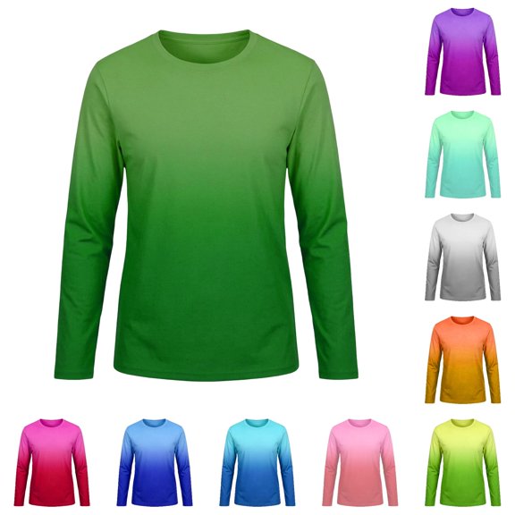 lnmuld Kids UPF50  Sun Protection Ombre Gradient Long Sleeve Rash Guard Swim Shirt for Boys Girls Army Green,3-4 Years
