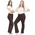thumbnail image 2 of Stretch Is Comfort Women's Plus High Waist Cotton Bootcut Yoga Pants Brown 6X, 2 of 8