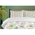 thumbnail image 4 of Ambesonne Luau Duvet Cover Sets, Hawaiian Hibiscus Leaves, 2-King, Pale Pink Yellow Green, 4 of 7