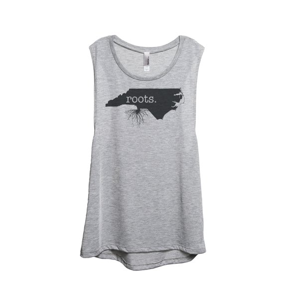 Thread Tank Home Roots State North Carolina NC Women's Sleeveless Muscle Tank Top Sport Grey Small