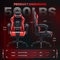 thumbnail image 3 of JONPONY Big and Tall 500LBS Gaming Chair, Ergonomic Design, Gamer Chair PU Leather with Footrest and Lumbar Support, High Back Office Chair Support, Long Sitting Computer Chair, Red, 3 of 9