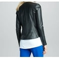 thumbnail image 2 of Noora women's simple black Biker leather jacket ST0314, 2 of 3