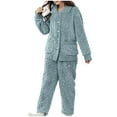 thumbnail image 1 of Teissuly Womens Pajamas Style Warm Plush And Thick Pajama Set Button Lapel Double Pocket Home Set, 1 of 5