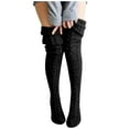 thumbnail image 4 of Over the Knee Cable Knit Socks for Women,Warm Long Boot Stockings with Thick Texture for Fall and Winter Fashion Wear Black, 4 of 4