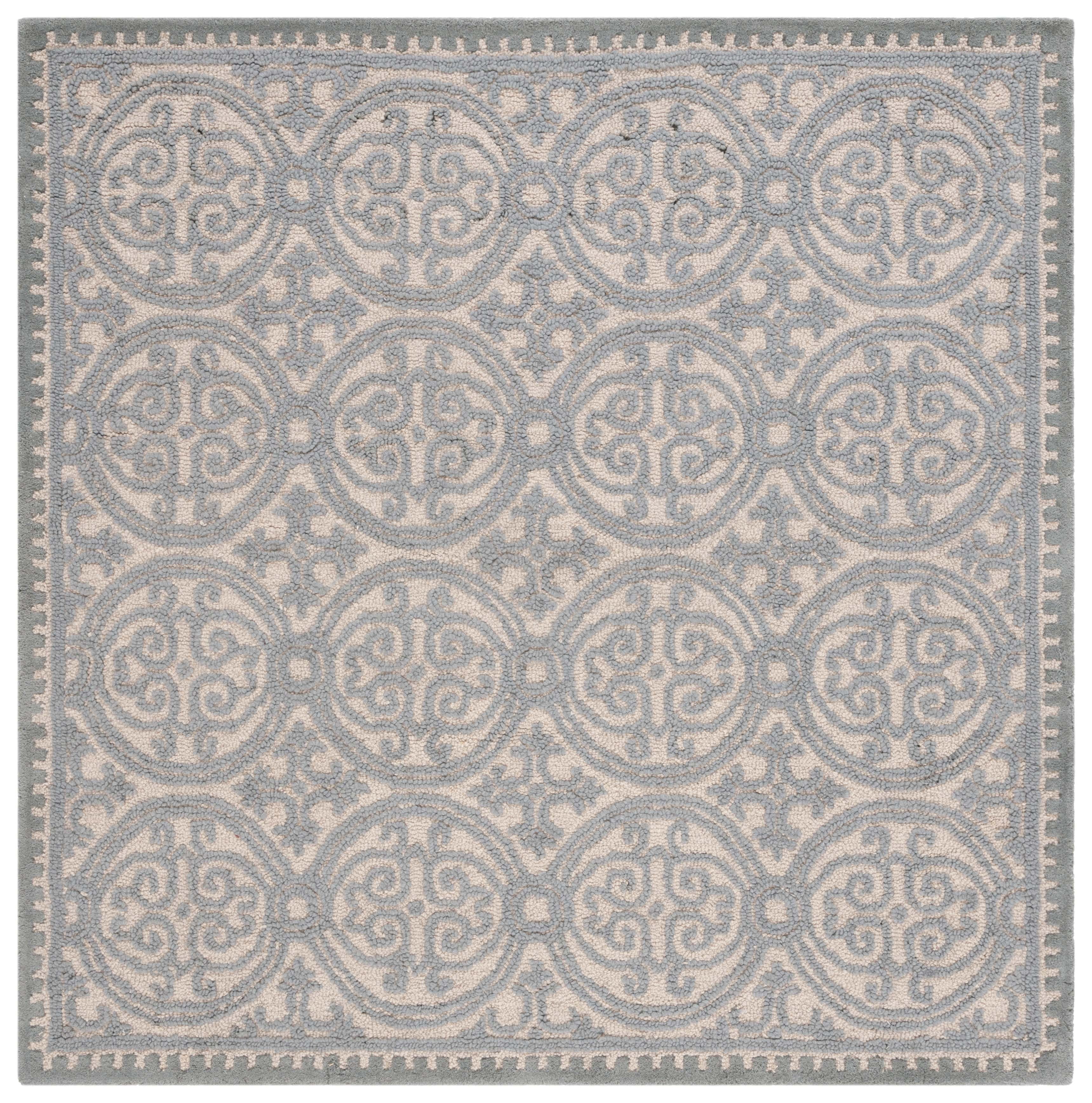 SAFAVIEH Cambridge Wade Geometric Wool Area Rug, Dusty Blue/Cement, 10' x 10' Square
