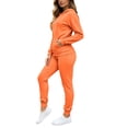 thumbnail image 5 of Costeam Women Zip Up Hoodie Sweat Suit Long Sleeve Full Zip Hooded Jacket Jogger Pants 2 Piece Outfit Fleece Lined Soft Relaxed Fit Solid Color Tracksuit with Pockets for Loungewear Daily Wear, 5 of 9
