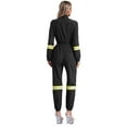 thumbnail image 2 of TiaoBug Woman Fire Fighter Costume Halloween Outfit Long Sleeve Front Zipper Bodysuit Uniform Jumpsuit Black M, 2 of 5