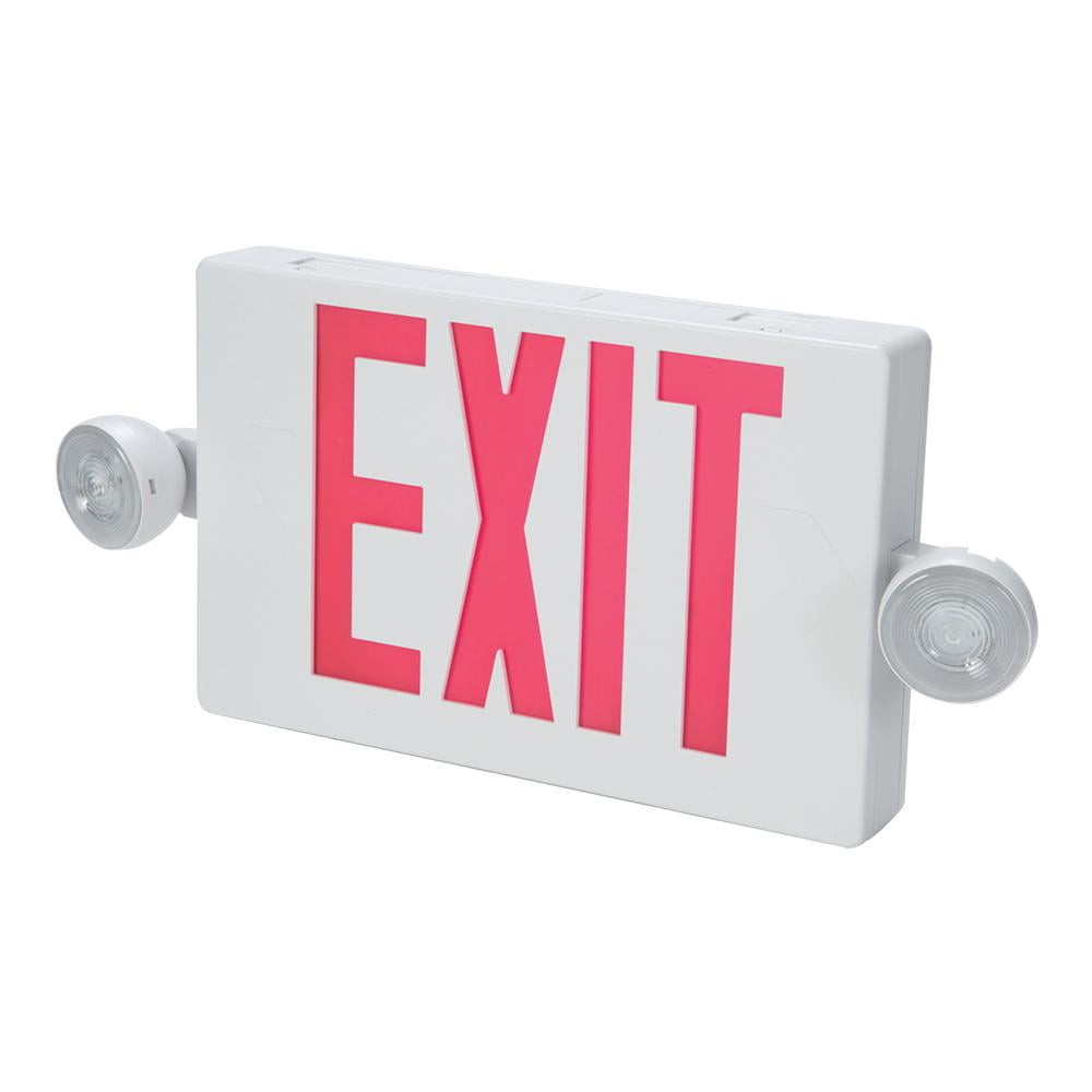 All-Pro APCH7R White Housing Hi-Power Red-Letter LED Exit & Emergency Combo Sign 
