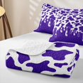 thumbnail image 4 of Manfei Vintage Cow Spot Bed Spread Queen 3pcs,Abstract Animal Spot Queen Coverlet Set,Violet White,1 Quilt and 2 Pillowcases, 4 of 7