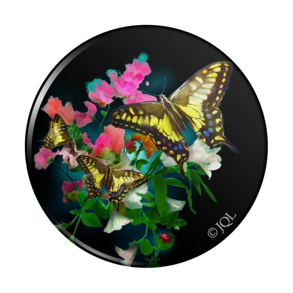 Tiger Swallowtail Butterflies Butterfly Flowers Kitchen Refrigerator Locker Button Magnet