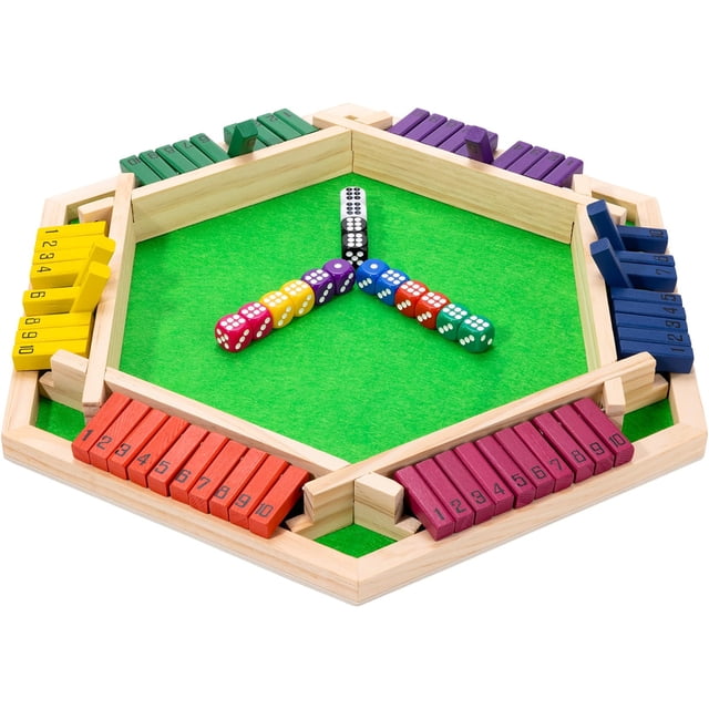 Tablero de madera Shut The Box Game Fowreny para 2 a 6 jugadores
