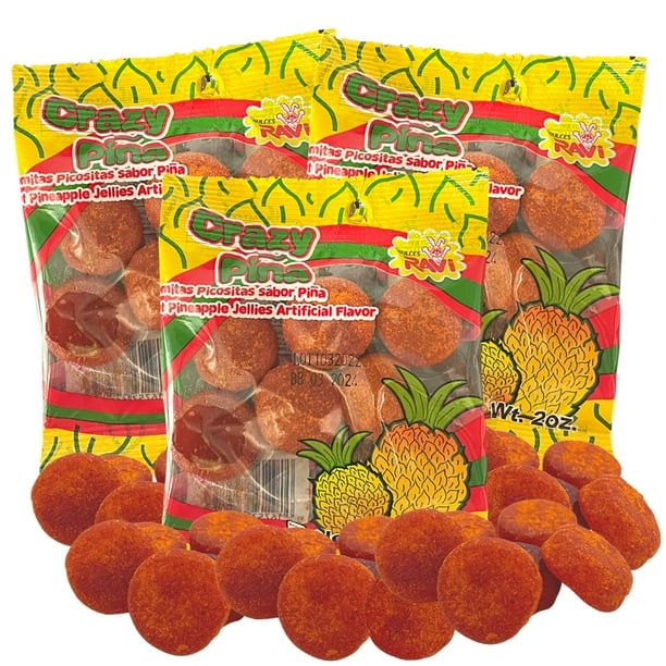 Spicy Pineapple Flavored Gummy Candies, Chili Powder Covered Gummies