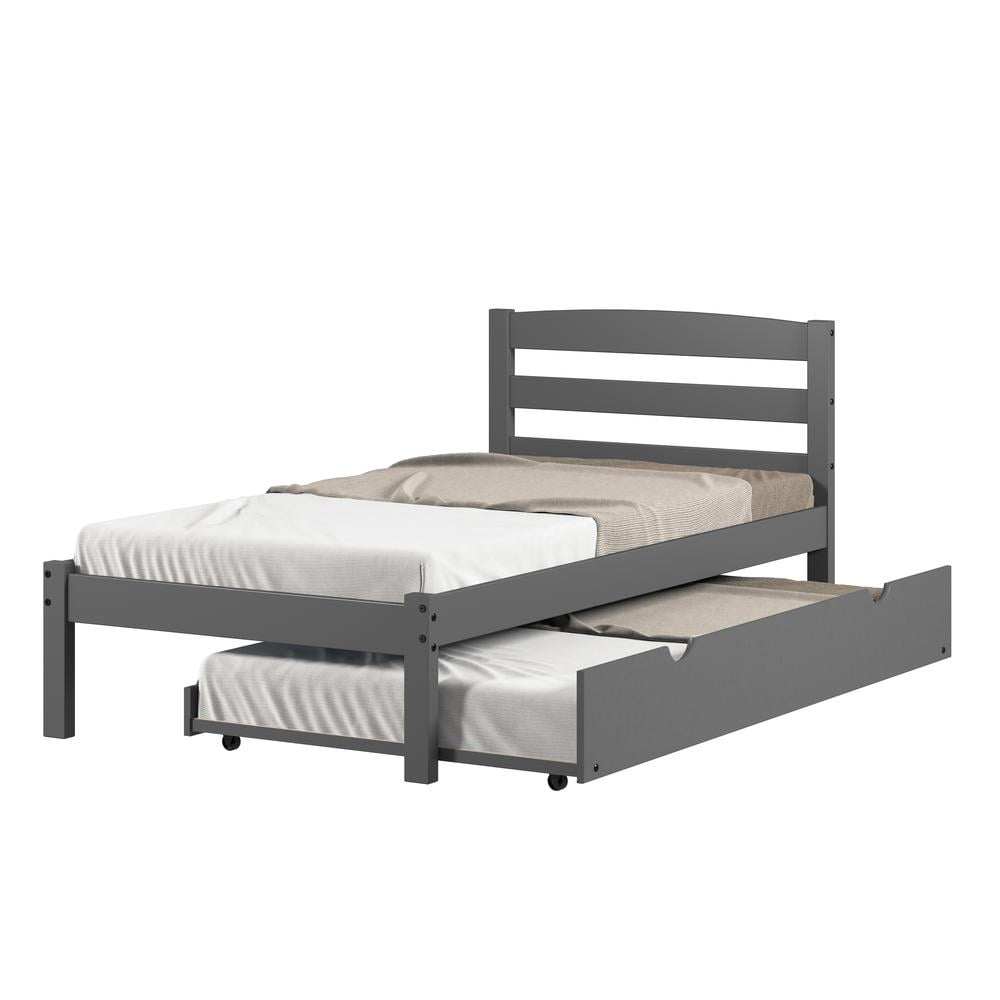 Donco Kids Econo Scandinavian Twin Dark Grey Bed with Twin Trundle