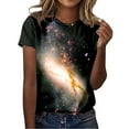 thumbnail image 1 of TINZ Titre : T-Shirt à Col Rond à Manches Courtes à Imprimé Galaxie pour Femmes T-Shirt à Col en V T-Shirt Graphique pour Femmes T-Shirt à Rayures pour Femmes, 1 of 4