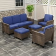 thumbnail image 4 of INTER HUT 5PCS Outdoor Patio Wicker Conversation Sets with Ottoman, Rattan Conversation Furniture for Porch, Backyard, Deck, Poolside, Garden, Blue, 4 of 9