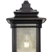 Franklin Iron Works Hickory Point Rustic Farmhouse Outdoor Wall Light Fixture Walnut Bronze 12 Frosted Cream Glass for Post Exterior Barn Deck House