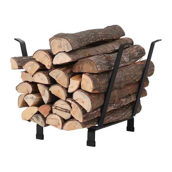 Firewood Rack 20 Inch Indoor/Outdoor Firewood Holder, Log Rack Wood Holder for Fireplace, Kindling Wood Storage and Stove Accessories(Black)