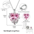 thumbnail image 5 of Juwaliy Women Heart Necklace October Birthstone Tourmaline Jewelry Pink 925 Sterling Silver Rose Flower Pendant Birthday Christmas Valentine's Day Gifts, 5 of 9