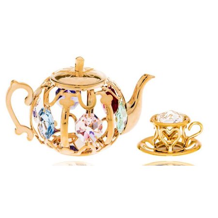 - Matashi 24k Gold Plated Tea Set Ornaments with Genuine Crystals