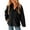 Black, variant on Lovskoo Winter Coats for Women Fuzzy Fleece Jackets Solid Zip Up Coats Long Sleeve Fuzzy Stand Collar Jacket Outerwear with Pockets Claret