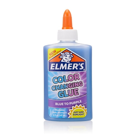 Elmer's Color Changing Liquid Glue, Great for Making Slime, Washable, Blue to Purple, 5 Ounces