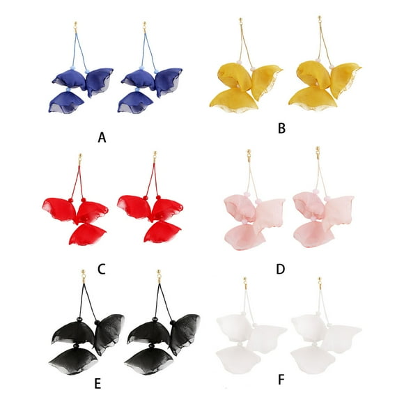 Ruiboury Boucles d'Oreilles Pendantes Longues en Tissu Pétale Élégantes et Accrocheuses Accessoires pour Femmes Larges Blanc
