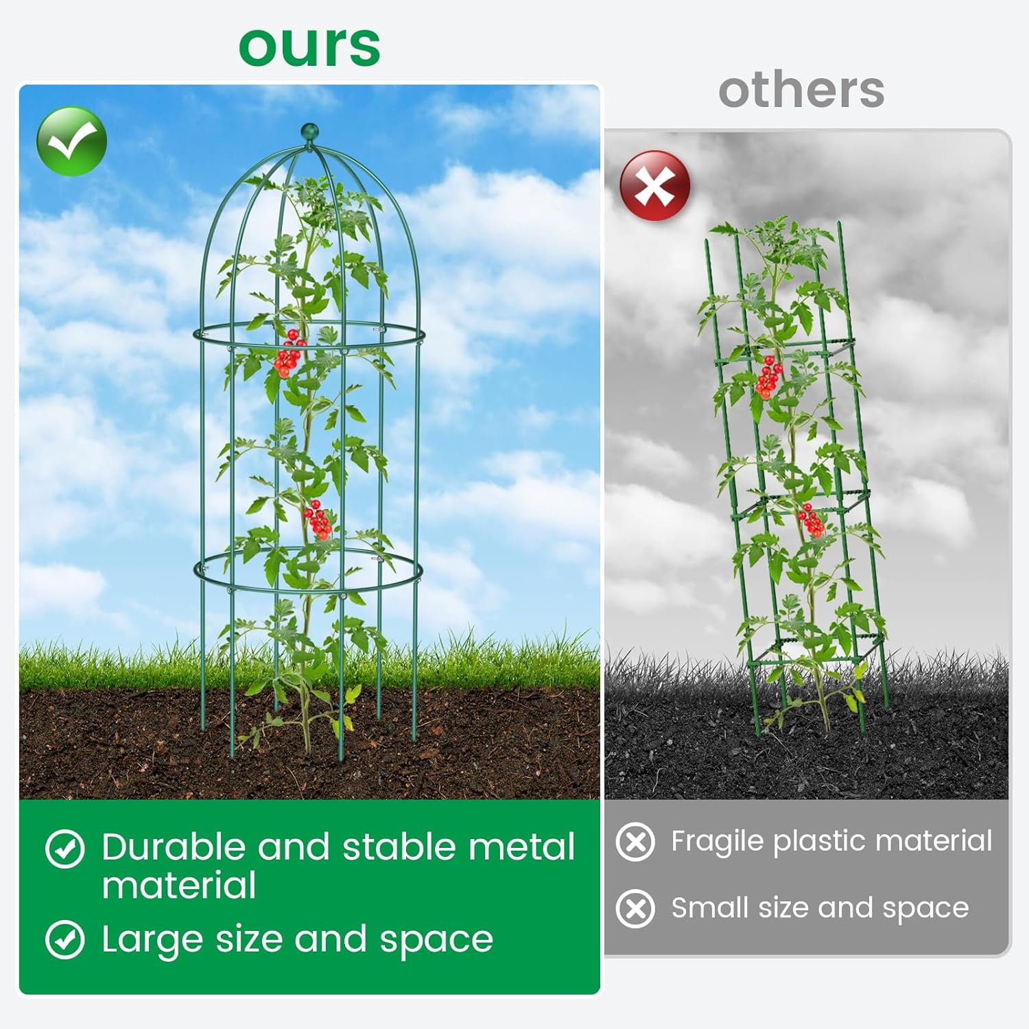 Zikebtuy 3 Pack Bird Cage Plant Support, 31.5" H Large Metal Plants Support Frame for Tomatoes Peonies Lily Rose and Other Flopping Flowers Garden Decor for Outdoor Plants Flowers Vegetables, Green