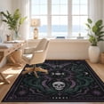thumbnail image 3 of Design&I 8'x10' Washable Area Rug Extra Large Skid-Resistant Low Profile Dark Purple Black Celestial Design Mystical Motifs with Moon and Serpent for Living Room, Family, 3 of 7