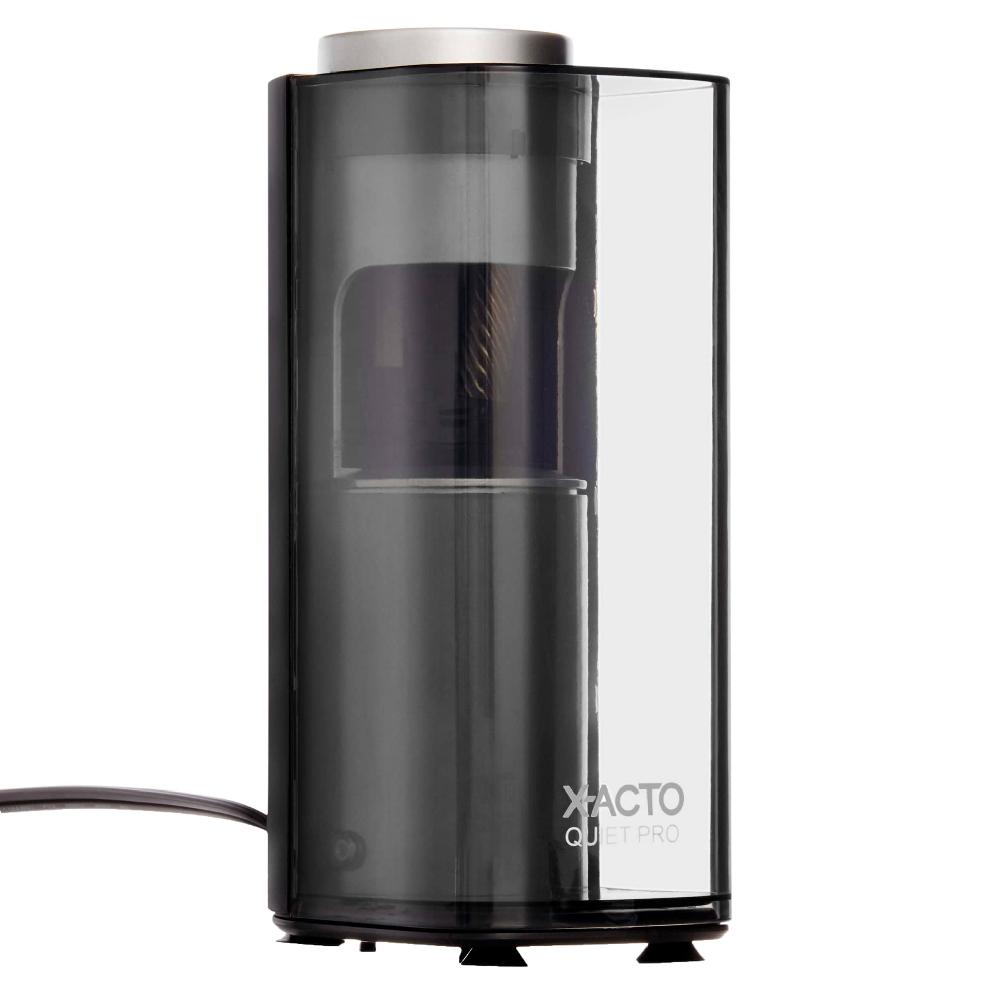 Model 1612 Quiet Pro Electric Pencil Sharpener AC-Powered, 3 x 5 x 9, Black/Silver/Smoke