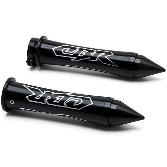 Krator Black Hand Grips "CBR" Logo Spiked Bar Ends Grip Compatible with Honda CBR 600 600RR CBR600RR